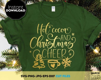 Heißer Kakao und Weihnachtsstimmung SVG, Urlaub Winter Typografie Design, Weihnachten Digital Download