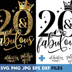 20 E fabuloso camisa Png, 20º aniversário SVG, vinte aniversário camisa SVG, 20º aniversário presente svg, ouro glittered 20º aniversário camisa Png Svg