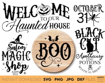 Farmhouse Halloween SVG Bundle: Vintage Sign Designs, Digital Download, Commercial Use