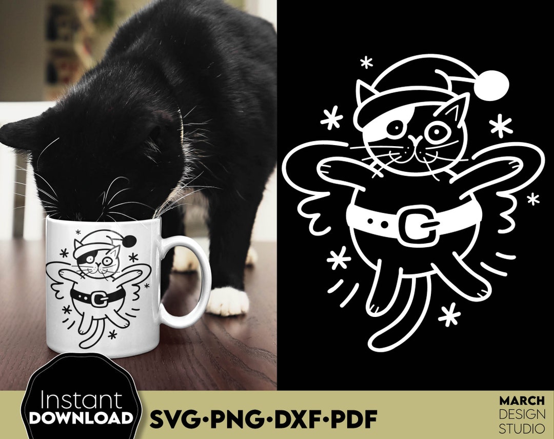 Cat Snow Angel Svg Png Merry Catmas Svg Cat Ornament - Etsy