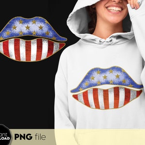 Labios patrióticos Svg / Labios de la bandera de EE. UU. SVG / Beso de la bandera estadounidense /