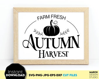 Cartello rustico per la raccolta autunnale in formato SVG: design per mercato in stile rustico, download digitale.