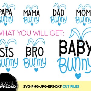 Lustige Häschenfamilie passende Hemden bündeln Png svg, Ostern Familienbündel, Mama Häschen svg, Baby Häschen svg, Häschenohren svg für Cricut