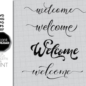 Welkom lettertype cursief Svg Png Welkom belettering Svg Png Welkom Script teken boerderij Welkom teken Svg Png Welkom teken Svg-bestanden voor Cricut