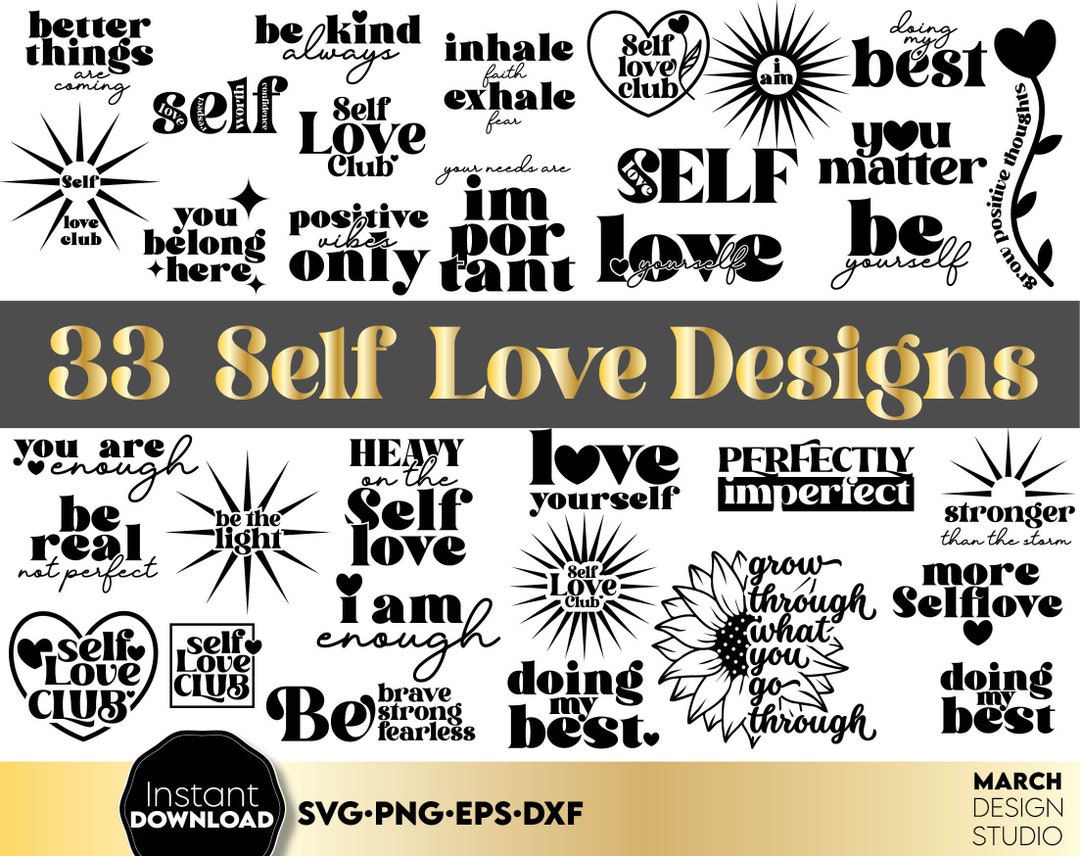 Self Love Quotes SVG Bundle: Inspirational Designs, Digital Download - Etsy