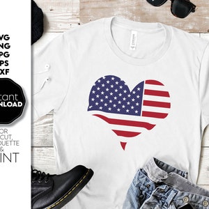 Corazón americano con bandera de EE. UU. en él svg png Camisa nativa americana svg png diseño patriótico png corazón americano svg corazón svg png dxf