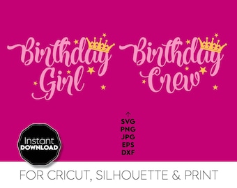 Birthday Girl Crew SVG PNG: Princess Party Matching Shirt Designs Digital Download