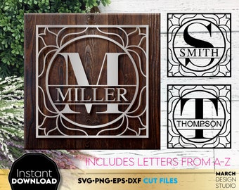 Split Monogram SVG | Family Name Sign, Wedding Monogram (Digital Download)