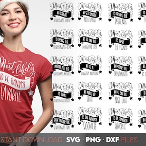 Meest waarschijnlijk tot kerst Png Svg-bundel, familie kerst Png Svg, grappige kerstshirts png, kerst Clipart, Svg-bestanden voor de cricut