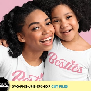 Besties Svg Png Migliori amici Svg Png Maglietta mamma e me Design Besties squadra Mamma Felpa San Valentino Svg Maglietta San Valentino abbinata