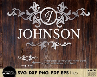 Family Name Monogram SVG: Wedding, Laser Cut Letters (Digital Files)