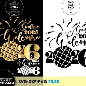Bienvenido 2026 Svg Png Adorno de Año Nuevo 2026 Sublimación Png y Archivos Svg para Cricut Camisa de Año Nuevo SVG PNG Feliz Navidad SVG PNG