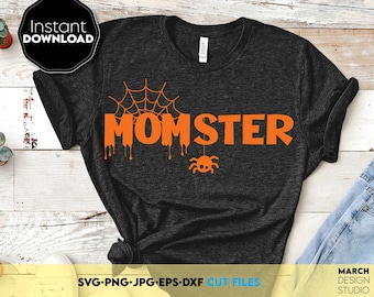 Camiseta de Halloween Momster SVG PNG, diseño divertido para mamá, descarga digital instantánea