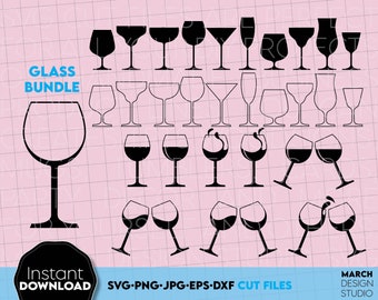 Wine Silhouette | Wine Cut File | Wine Clipart | Wine Glass SVG | Wine Bottle SVG | Corkscrew SVG | Drinking Silhouette | Alcohol Silhouette