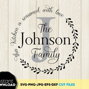 Küchen Monogramm SVG, Split Monogramm SVG, Split Küchen Monogramm SVG, Familien Monogramm svg, Nachname Monogramm, lasergeschnittenes Küchenmonogramm