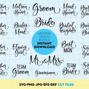 Pacchetto Svg PNG Sposo Sposa, Padre della sposa SVG, Madre dello sposo SVG, Magliette da sposa Squadra sposa SVG, Squadra signor e signora SVG