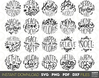Christmas Ornament SVG Bundle: Merry Christmas Quotes (Digital Download)