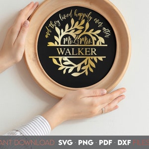 M. et Mme SVG | Monogramme renversé SVG | Mariage monogramme SVG | Carte-cadeau de mariage | Signe de mariage | Nom de famille svg | Nom de famille svg