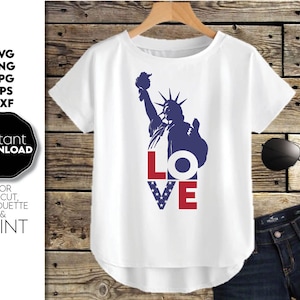 Amor América svg 4 de julio Svg Día de la Independencia de Estados Unidos Svg Patriótico svg Bandera estadounidense Svg Cuatro de julio Archivos Svg para Cricut