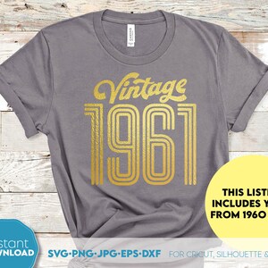 Vintage verjaardag 1960 - 1969 jaar cijfers inbegrepen SVG | Vintage verjaardag SVG-bundel | Verjaardag svg-bestanden voor Cricut | Sublimatiepng