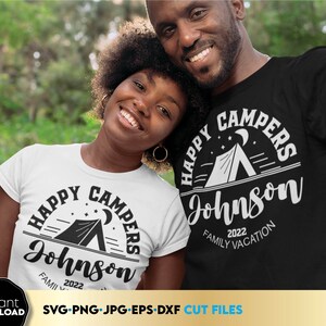 Campistas felizes personalizados svg | família de acampamento monograma dividido svg | camisa de campista feliz svg | vida de acampamento svg | arquivos de família amante da natureza para cricut
