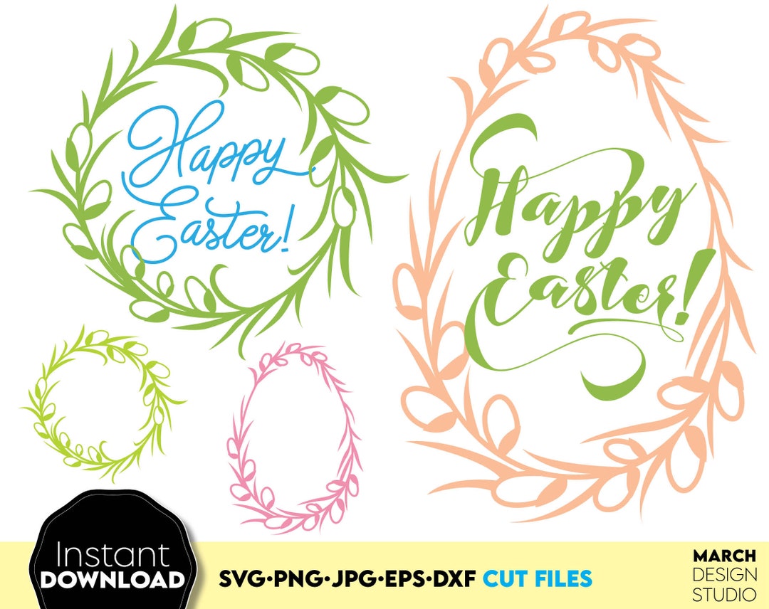 Easter Wreath & Egg Frame Clipart SVG PNG Bundle, Digital Download - Etsy