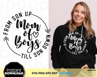 Mom of Boys SVG, Hand-Lettered Quote, Commercial License Digital Download