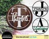 Family Name Monogram SVG, Split Letter Frame (Digital Download)
