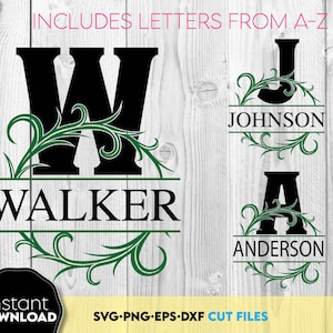 Family Name Monogram / split letter monogram svg / last name svg / wedding monogram svg / family monogram svg / Name Monogram / split letter
