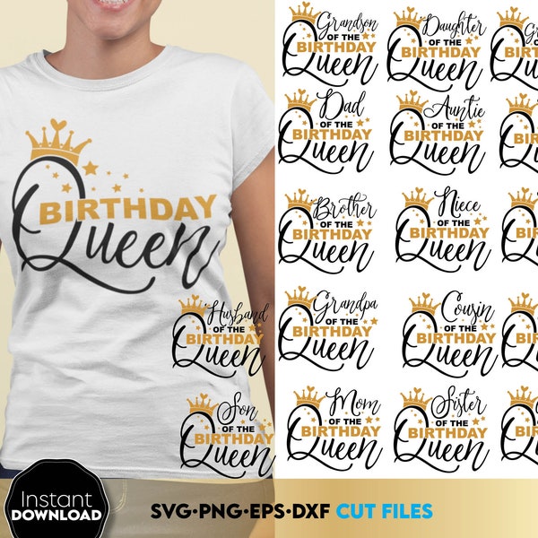 Birthday Queen SVG Bundle | Family Birthday Sign SVG | Birthday Queen Squad Family Shirts SVG | Birthday Girl Birthday Squad svg