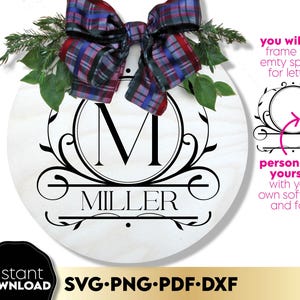 Set Monogrammi Famiglia, Cornice Monogramma Elegante PNG SVG DXF Pdf, Lettere Personalizzate Matrimonio Regalo Decorazione Diy