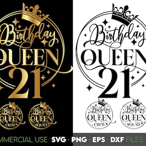 21e verjaardag koningin SVG | 21e verjaardag SVG | 21 verjaardag shirt SVG | 21e verjaardag cadeau-svg | Bestanden voor Cricut silhouet svg dxf eps png