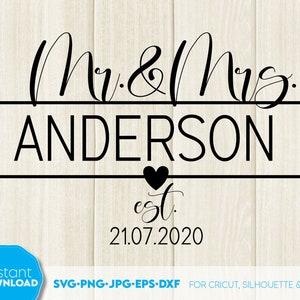 M. et Mme SVG | Divisé monogramme SVG | Signe de mariage SVG | Signe de la famille svg | signe du nom de famille | fichiers svg pour Cricut | Femme et mari signent svg