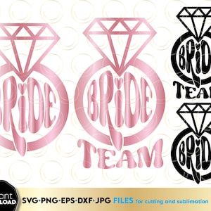 Tribo da noiva svg png, camisas de despedida de solteira svg, equipe da noiva svg, esquadrão da noiva svg, arquivos svg de dedo anelar de casamento para Cricut, Silhouette