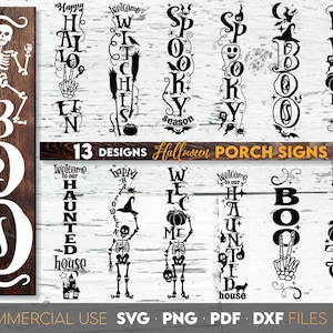 Fall porch sign svg bundle, halloween porch signs, autumn porch signs, halloween welcome signs bundle svg files for Cricut, Silhouette