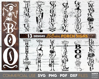 Halloween Porch Sign SVG Bundle, Autumn Welcome Signs, Digital Download