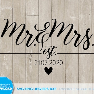 Mr and Mrs sign svg png - Mr & Mrs svg png - wedding sign svg = just married svg - Mr and Mrs shirts svg - Honeymoon svg files for Cricut