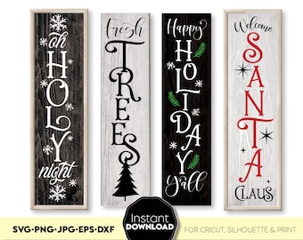 Christmas Vertical Sign Bundle SVG: Farmhouse Porch Decor (Digital Download)