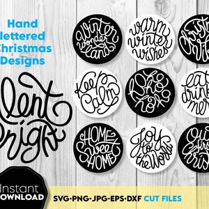 Hand lettered Christmas ornament svg Christmas svg bundle, Christmas sign svg, Merry Christmas svg cut files for Cricut png, Christmas Gifts