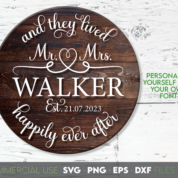 Mr and Mrs SVG | Wedding Spilt Monogram SVG | Wedding Welcome Sign SVG | Last Name Sign Svg | Laser Cut files | Cut Files For Cricut