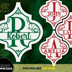 Arabesque gesplitst monogram SVG: tegel ornament lasergesneden bestand, digitale download