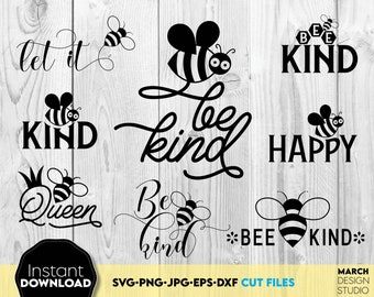 Honey Bee SVG PNG Bundle, Bee Kind Clipart for Cricut, Silhouette, Digital Download