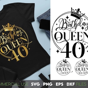 40º Aniversário Rainha SVG | 40º Aniversário SVG | Quarenta Aniversário Camisa SVG | 40º Aniversário Presente svg | Arquivos Para Cricut Silhueta svg dxf png