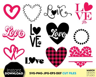 Love SVG Bundle mit romantischen Herzen Schriftzügen Designs für Valentinstag Bastelprojekte und Geschenkideen kreativ