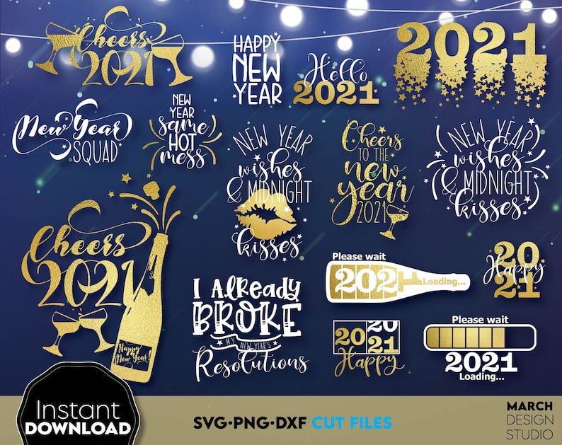 Download New Years Bundle SVG Bundle DXF PNG jpeg New Year's Eve | Etsy