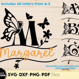 Schmetterling Monogramm svg, png | Schmetterling Monogramm Clipart | Schmetterling Buchstabe Grafik | Alphabet-Bundle | Name Monogramm | Kommerzielle Nutzung