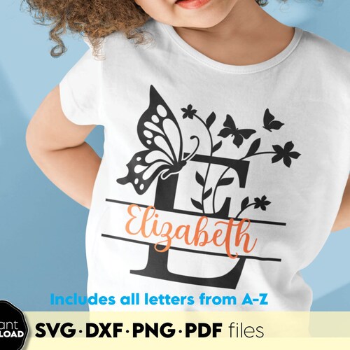 Alfabeto de monograma de mariposa dividida, svg, png, pdf, dxf, descarga digital