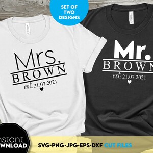 Mr. and Mrs. Spilled Hochzeitsmonogramm mit Mr und Mrs Est 2025, benutzerdefiniertem Mr & Mrs Hochzeitsschild für Just Married Geschenke Cricut und Silhouette svg