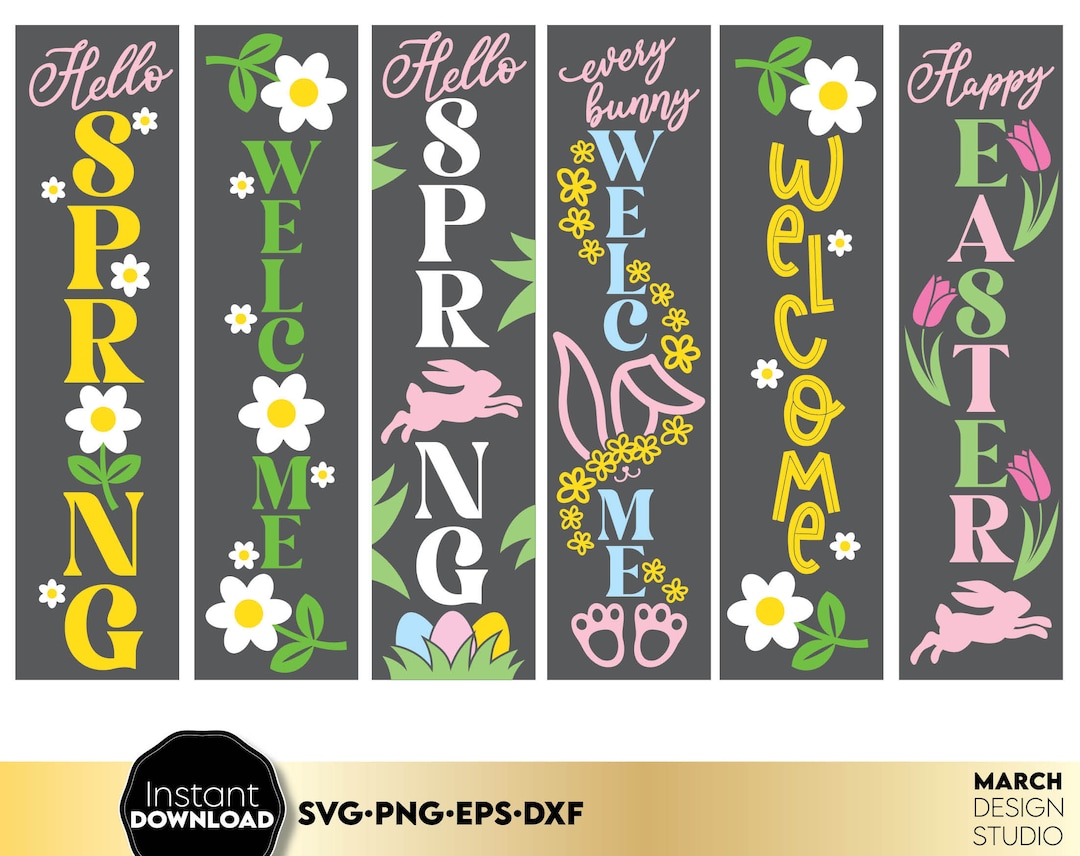 Spring Easter Welcome Sign SVG Bundle: Front Door Decor (igital ...