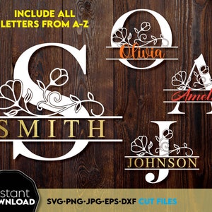 Split police monogramme floral svg | Svg monogramme mariage |  monogramme floral svg | nom monogramme svg | Famille monogramme svg, lettres polices svg png